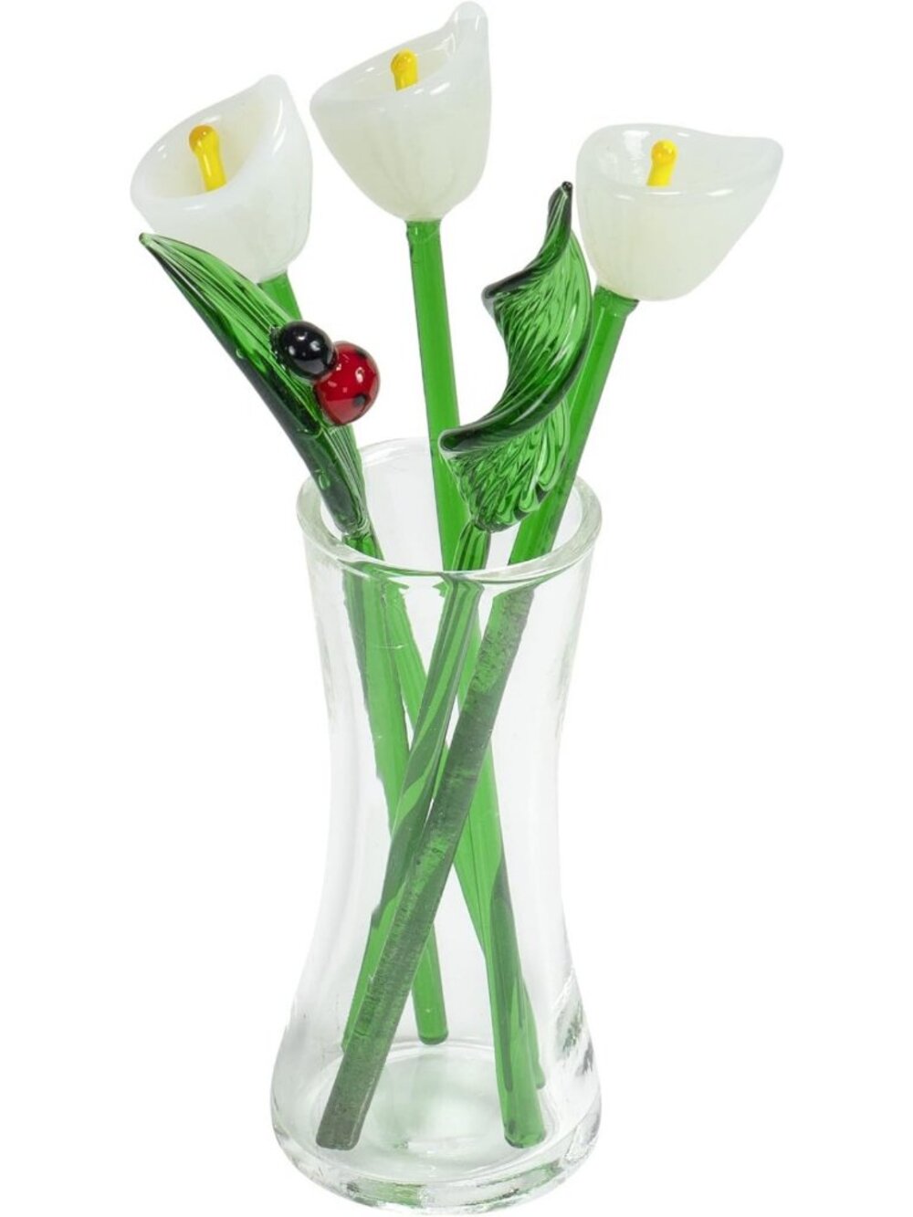 Elegant White Calla Lily Flower Bouquet in Decorative Glass Vase, Gift-Ready